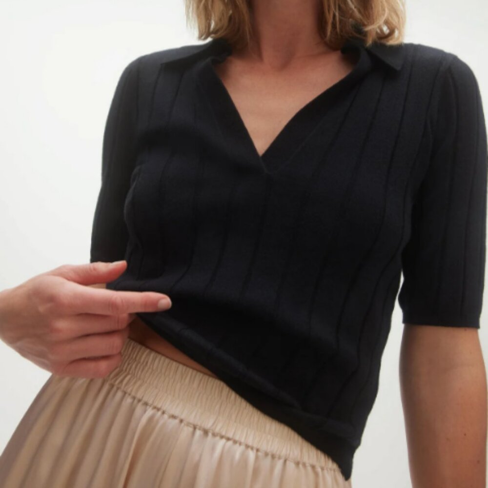 Naked Cashmere Blair Ribbed Polo - Black